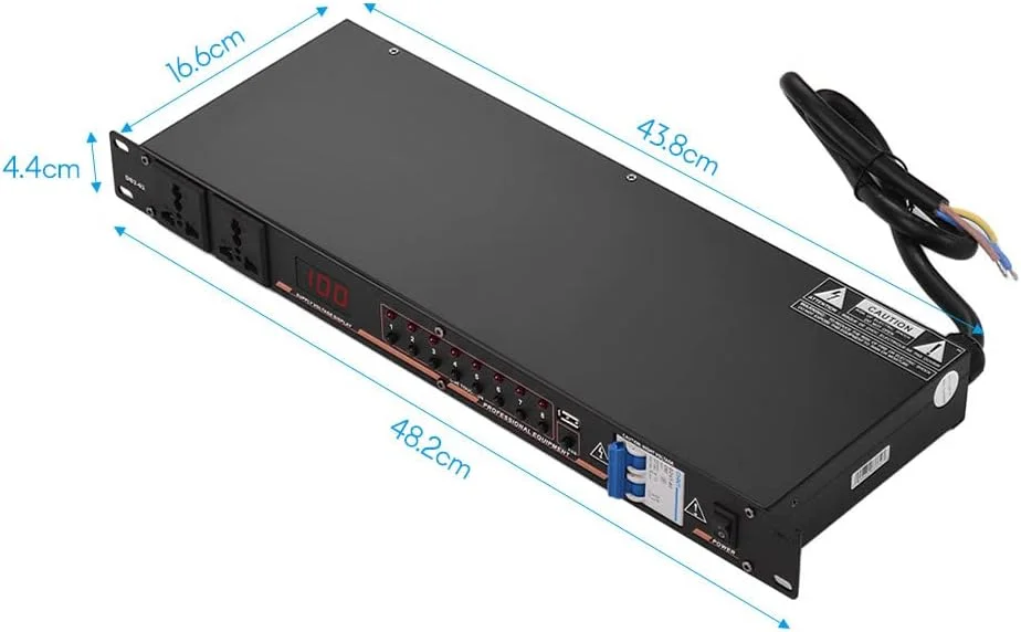 کنترلر توالی برق رک مونت 10 خروجی Morelian DB2-02، محافظ برق، تنظیم کننده منبع تغذیه با نمایشگر LED و رابط USB برای تجهیزات DJ، سیستم های صوتی و ضبط کنترلر توالی برق رک مونت 10 خروجی Morelian DB2-02، محافظ برق، تنظیم کننده منبع تغذیه با نمایشگر LED و رابط USB برای تجهیزات DJ، سیستم های صوتی و ضبط
