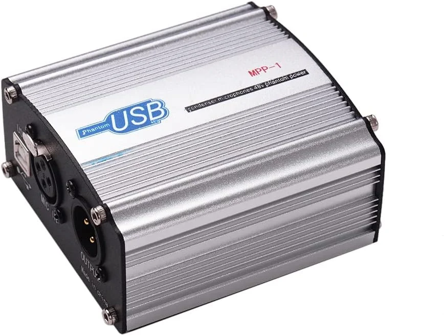 منبع تغذیه فانتوم 48 ولت برای میکروفون کندانسر، ضبط موسیقی استودیویی با عملکرد USB