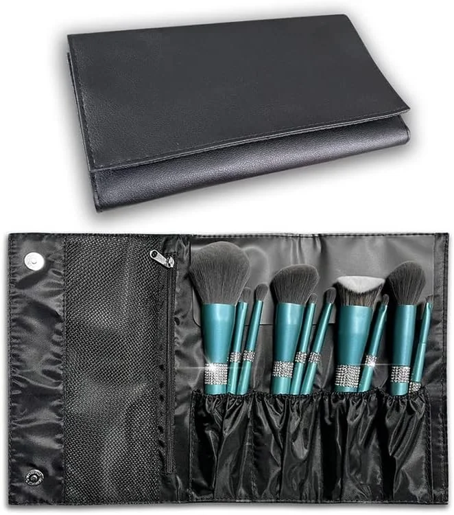 ست برس آرایشی با دسته دریل، موهای نرم، سایه چشم، کرم پودر، ابزار آرایشی، ست کامل، بسته مسافرتی قابل حمل
