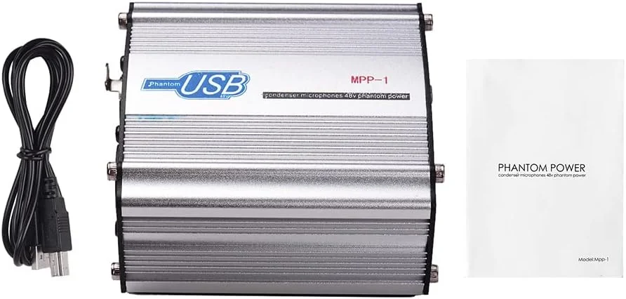 منبع تغذیه فانتوم 48 ولت برای میکروفون کندانسر، ضبط موسیقی استودیویی با عملکرد USB منبع تغذیه فانتوم 48 ولت برای میکروفون کندانسر، ضبط موسیقی استودیویی با عملکرد USB