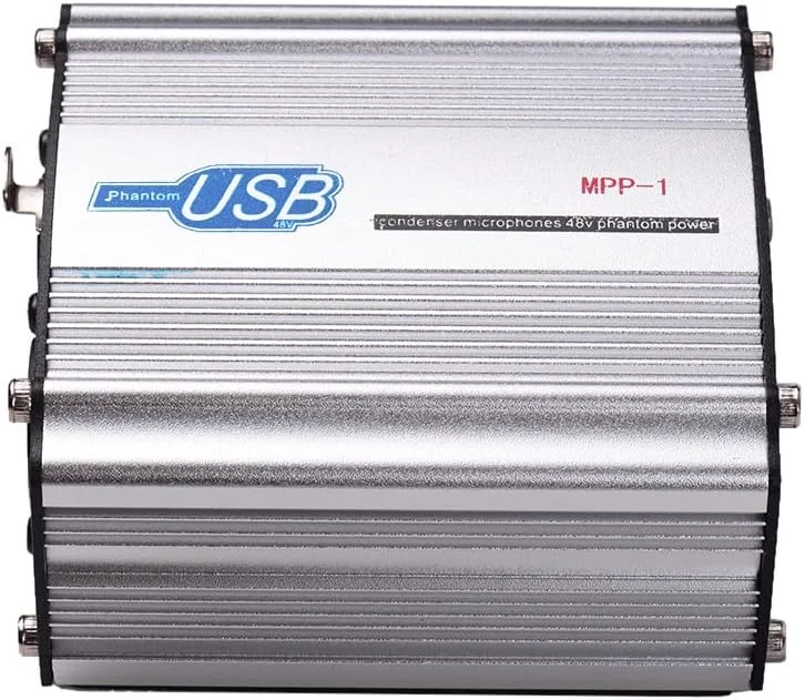منبع تغذیه فانتوم 48 ولت برای میکروفون کندانسر، ضبط موسیقی استودیویی با عملکرد USB منبع تغذیه فانتوم 48 ولت برای میکروفون کندانسر، ضبط موسیقی استودیویی با عملکرد USB
