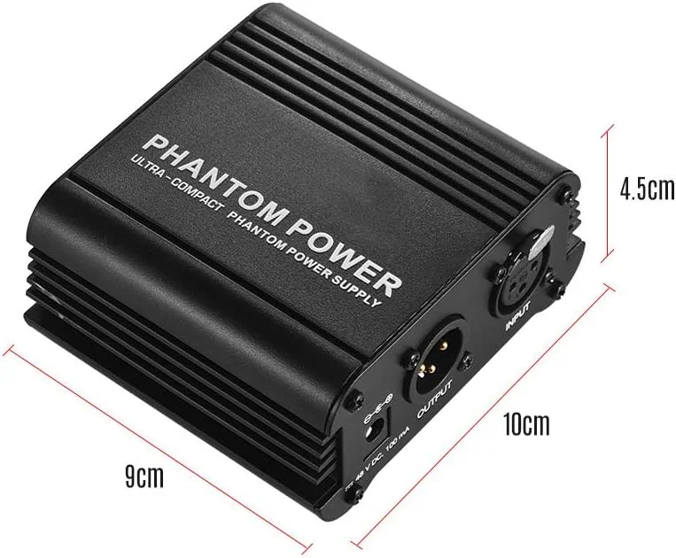 جعبه فانتوم پاور، منبع تغذیه فانتوم 48 ولت فوق العاده فشرده میکروفون با ورودی و خروجی XLR برای ضبط موسیقی استودیویی میکروفون کندانسور جعبه فانتوم پاور، منبع تغذیه فانتوم 48 ولت فوق العاده فشرده میکروفون با ورودی و خروجی XLR برای ضبط موسیقی استودیویی میکروفون کندانسور