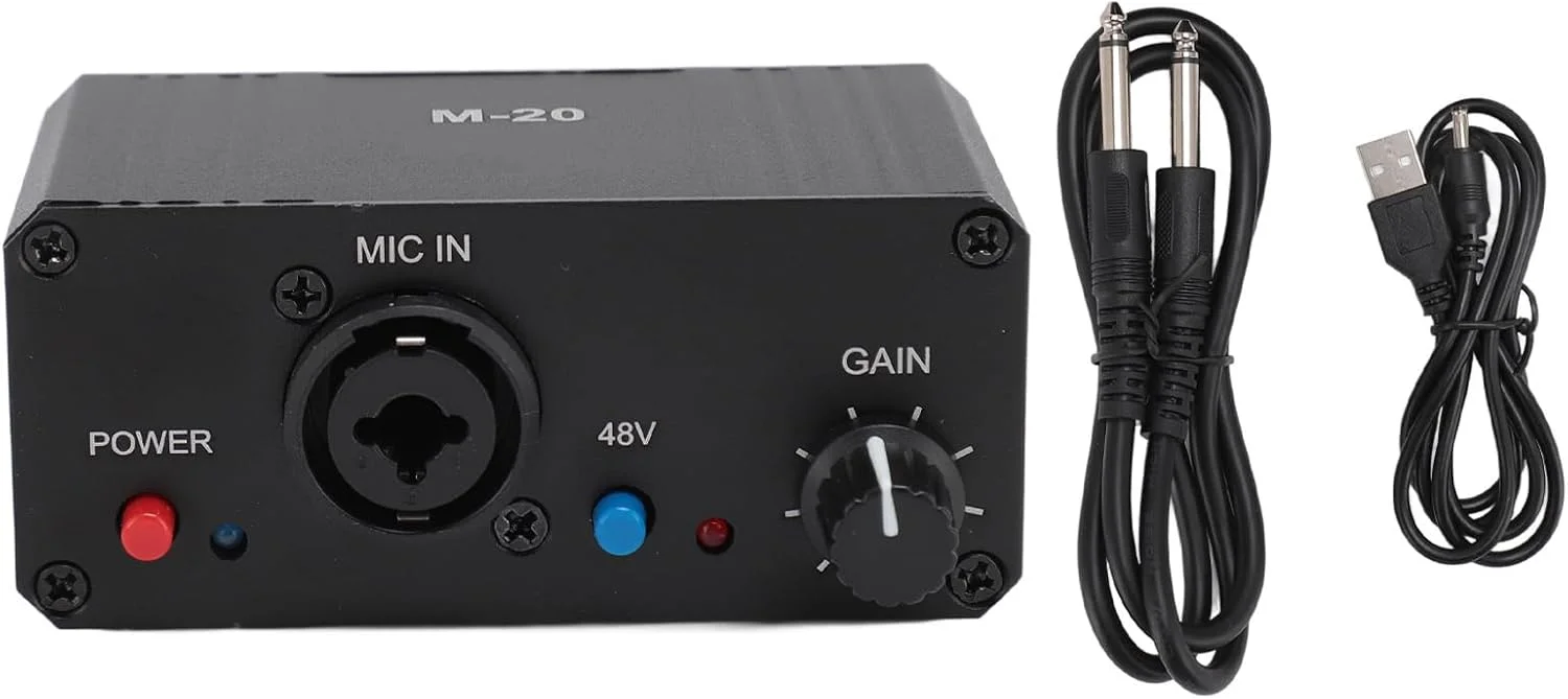 پری امپ میکروفون، تقویت کننده گین میکروفون با گین بالای 20dB با خروجی XLR، توان 48 ولت و نویز کم، پیش تقویت کننده میکروفون برای میکروفون های دینامیک و کندانسور پری امپ میکروفون، تقویت کننده گین میکروفون با گین بالای 20dB با خروجی XLR، توان 48 ولت و نویز کم، پیش تقویت کننده میکروفون برای میکروفون های دینامیک و کندانسور