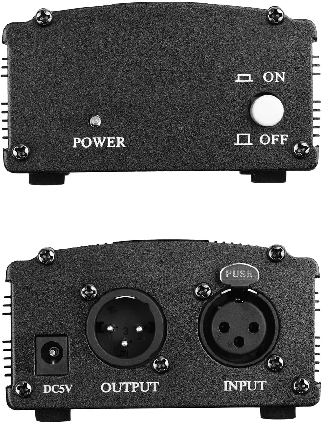 منبع تغذیه فانتوم OUNA، منبع تغذیه فانتوم +48 ولت میکروفون فوق العاده فشرده با ورودی و خروجی XLR برای ضبط موسیقی استودیویی میکروفون کندانسور