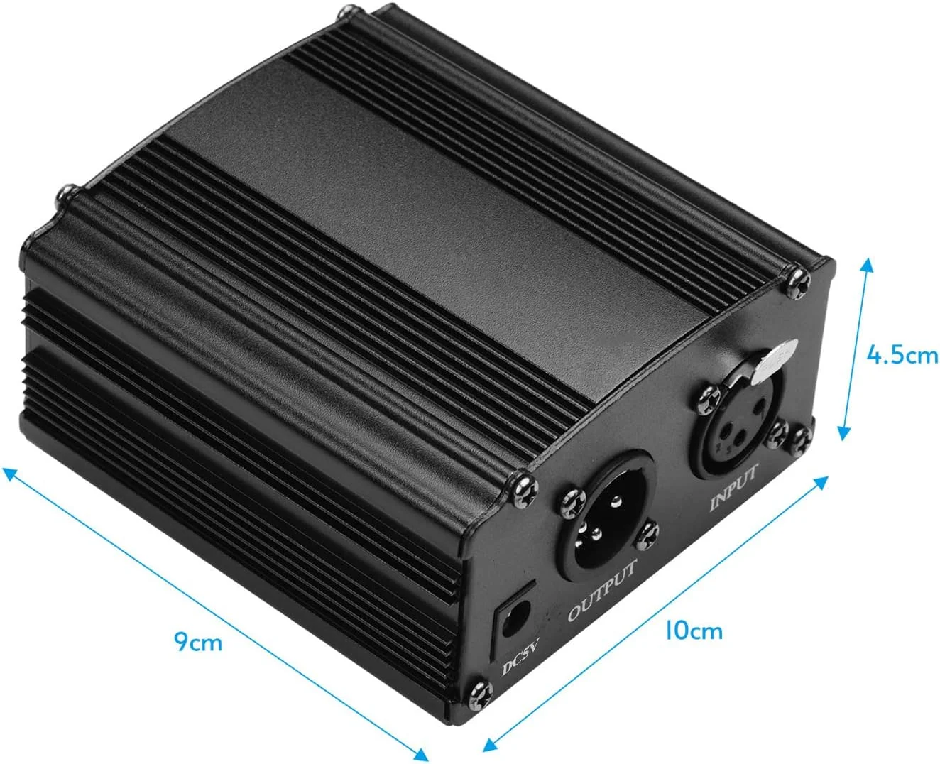 منبع تغذیه فانتوم OUNA، منبع تغذیه فانتوم +48 ولت میکروفون فوق العاده فشرده با ورودی و خروجی XLR برای ضبط موسیقی استودیویی میکروفون کندانسور