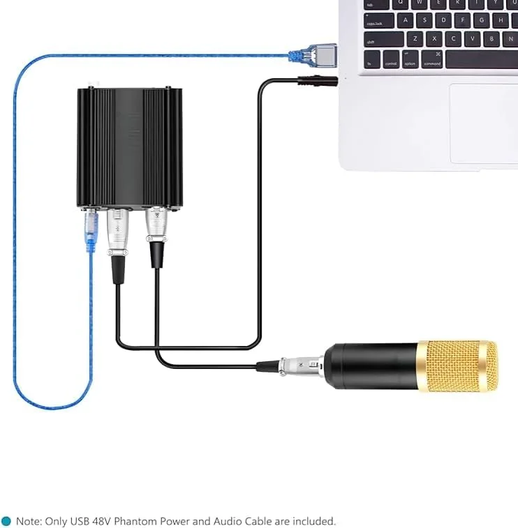 منبع تغذیه فانتوم 48 ولت Powerpak با کابل USB و کابل XLR برای هر میکروفون کاندنسر، تجهیزات ضبط موسیقی برای لپ تاپ، کامپیوتر و موبایل منبع تغذیه فانتوم 48 ولت Powerpak با کابل USB و کابل XLR برای هر میکروفون کاندنسر، تجهیزات ضبط موسیقی برای لپ تاپ، کامپیوتر و موبایل