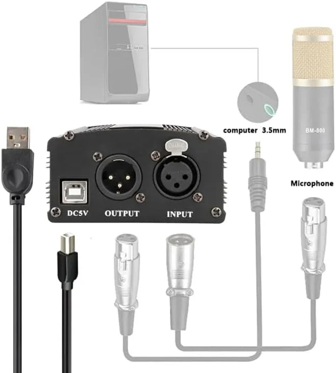 منبع تغذیه فانتوم 48 ولت DEVICE OF URBAN INFOTECH DC برای میکروفون کاندنسر، رابط صوتی با آداپتور و کابل صوتی XLR نر به XLR ماده، چند منظوره منبع تغذیه فانتوم 48 ولت DEVICE OF URBAN INFOTECH DC برای میکروفون کاندنسر، رابط صوتی با آداپتور و کابل صوتی XLR نر به XLR ماده، چند منظوره