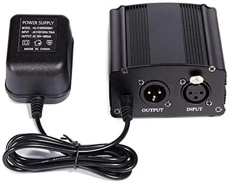 Phantom 48V Power Supply with Adapter for Condenser Microphone Phantom 48V Power Supply with Adapter for Condenser Microphone