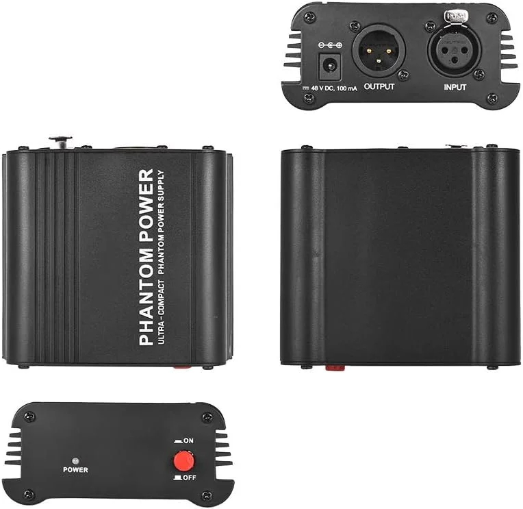 منبع تغذیه فانتوم 48 ولت فوق العاده فشرده BAGGRA با ورودی و خروجی XLR برای ضبط موسیقی استودیویی میکروفون کندانسور
