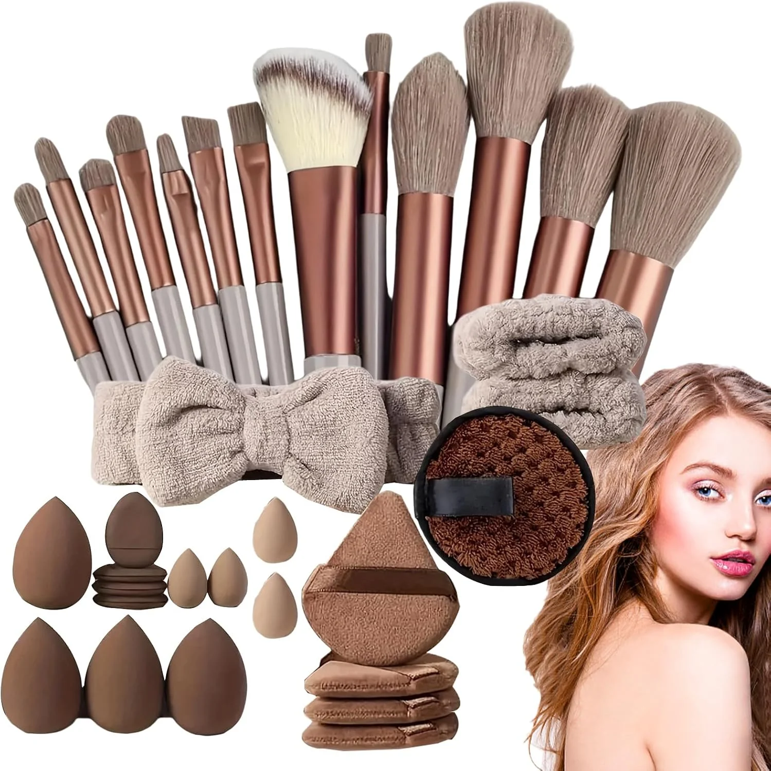 ست برس آرایشی، برس های آرایشی زیبایی - کیت ابزار نرم مجموعه مسافرتی لوازم آرایشی قابل حمل برای مبتدی هنرمند خانواده دوستان دوست دختر همسر دختر