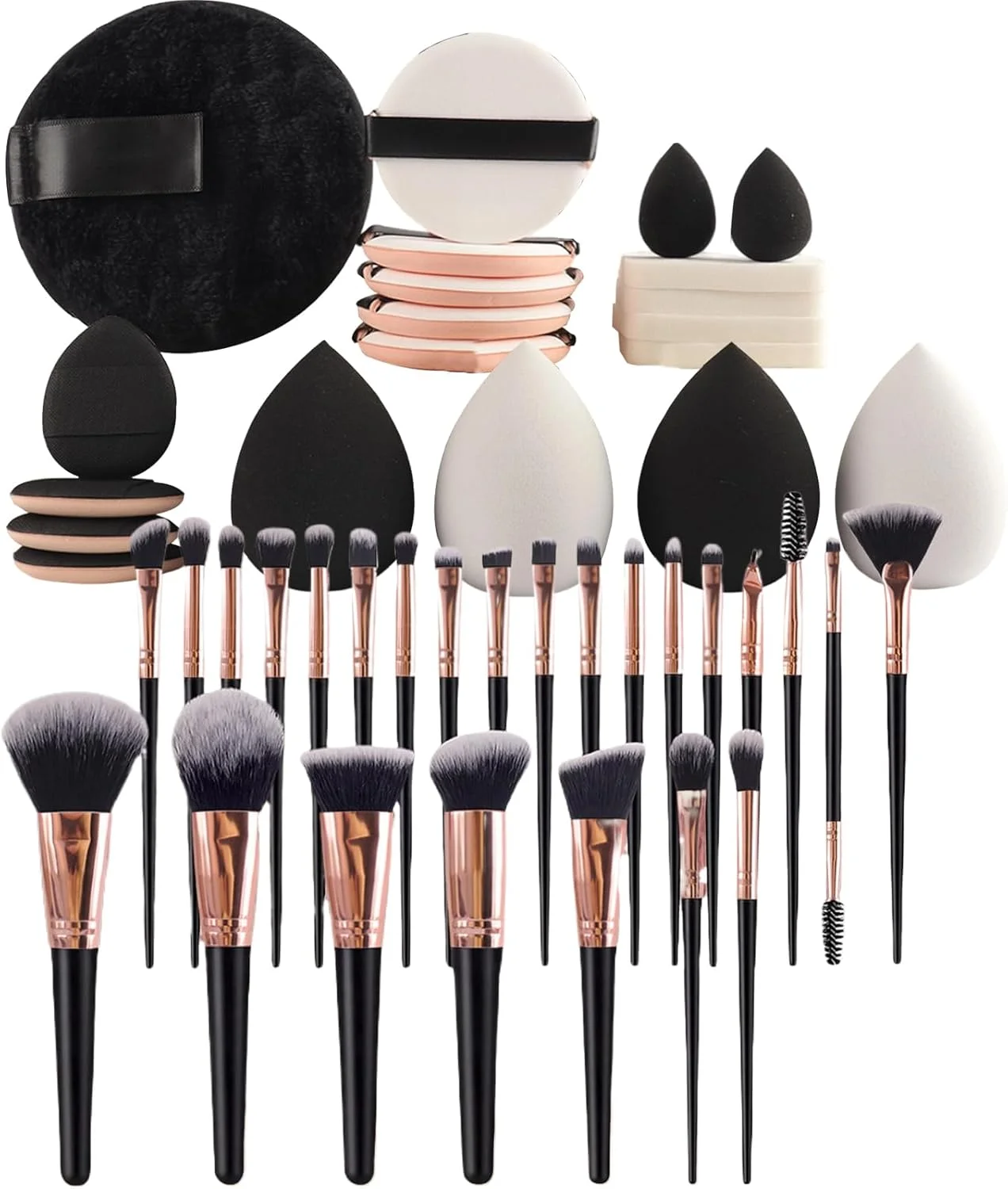 ست برس آرایشی 45 تکه، ست ابزار آرایشی مسافرتی جمع و جور با اسفنج - لوازم آرایشی برای سفر کاری، مسافرت، مدرسه، خانه و فعالیت های داخلی