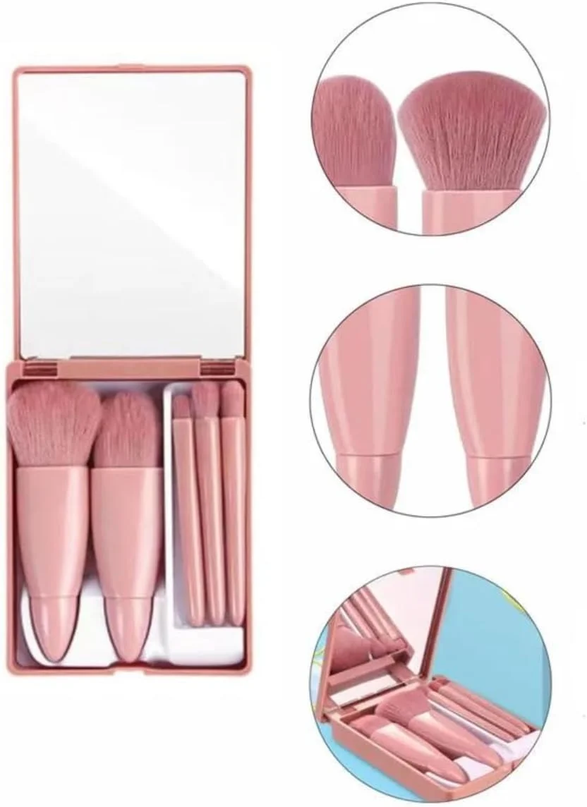 Makeup Brush Set, Professional Travel Small Makeup Brushes with Case Built-in Mirror, Portable Cosmetics Brushes for Face, Eyeshadow, Powder, Foundation, Blush, Eye Shadows Makeup Brushes Set