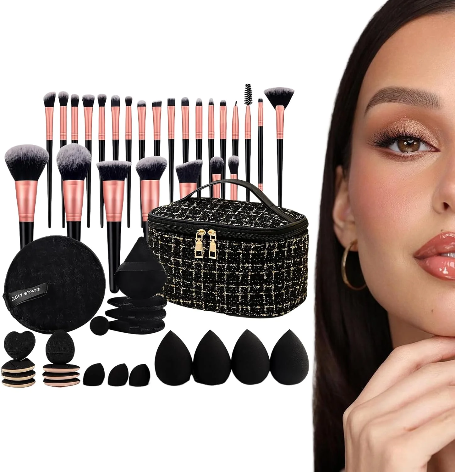 ست برس آرایشی، برس های پودر رژگونه سایه چشم، کیف مسافرتی شیک و سبک برای ارتقاء روتین زیبایی