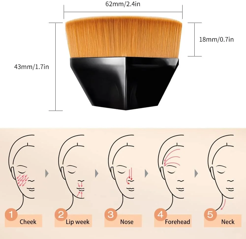 ست براش آرایشی، 2 عدد براش کرم پودر مایع برای آرایش صورت، ست براش رژگونه کانتور مایع، براش های آرایشی مسافرتی با کیف، مناسب برای لوازم آرایشی پودری، کرمی یا مایع ترکیبی