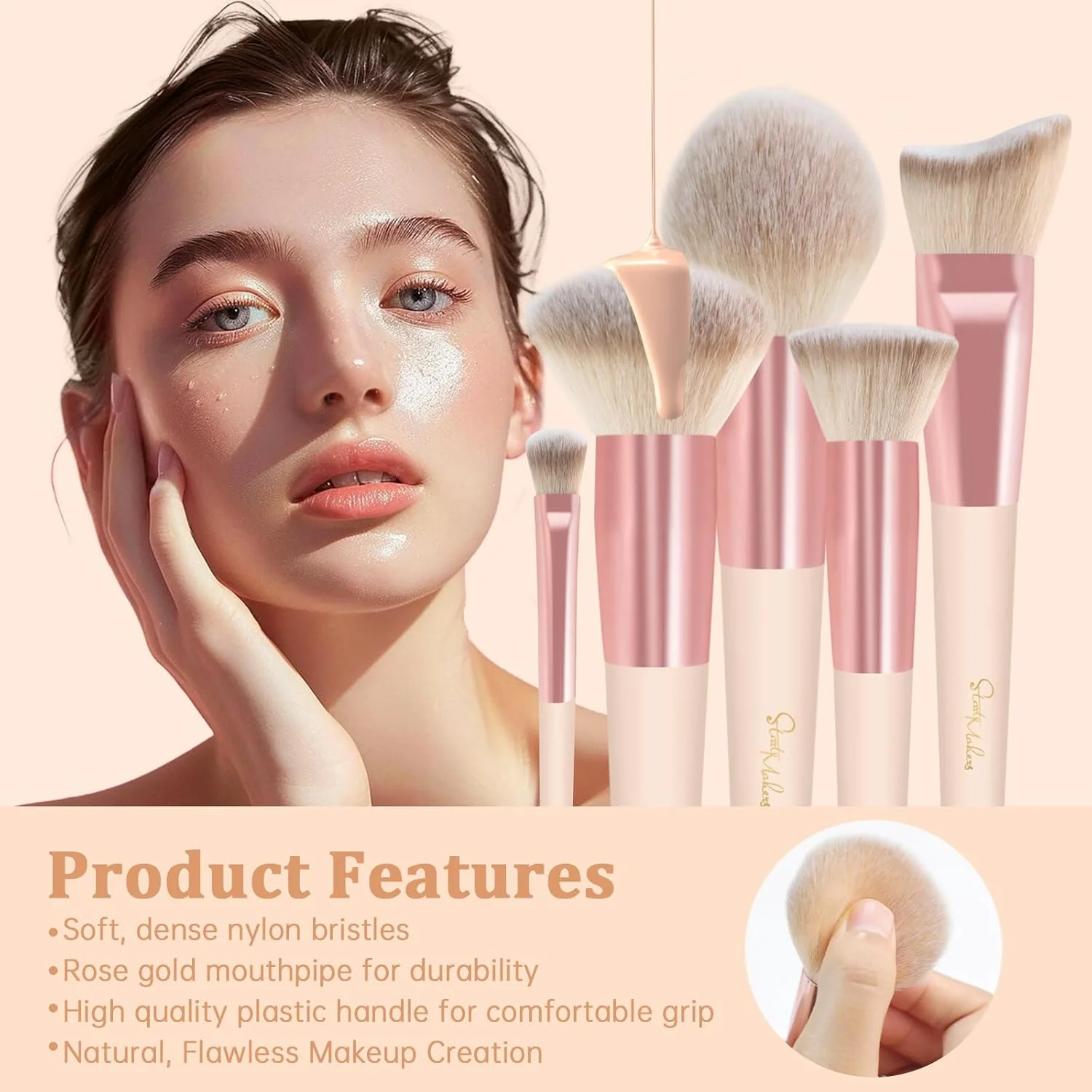 ست برس آرایشی استارت میکرز 15 تکه طرح سنگ مرمر، شامل برس های کرم پودر، پودر، رژگونه، ترکیب کننده و سایه چشم ست برس آرایشی استارت میکرز 15 تکه طرح سنگ مرمر، شامل برس های کرم پودر، پودر، رژگونه، ترکیب کننده و سایه چشم