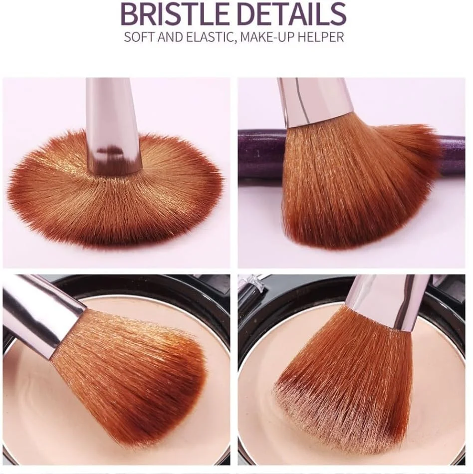 ست برس آرایشی 18 تکه حرفه ای شامل برس های پودر صورت، کرم پودر، ترکیب کننده، رژگونه، سایه چشم، برس های آرایشی برای دختران و زنان، برس های کانسیلر مصنوعی با کیفیت عالی، خط چشم ابرو، برس های هایلایتر و اسفنج ترکیب کننده، کیت نهایی وگان ست برس آرایشی 18 تکه حرفه ای شامل برس های پودر صورت، کرم پودر، ترکیب کننده، رژگونه، سایه چشم، برس های آرایشی برای دختران و زنان، برس های کانسیلر مصنوعی با کیفیت عالی، خط چشم ابرو، برس های هایلایتر و اسفنج ترکیب کننده، کیت نهایی وگان