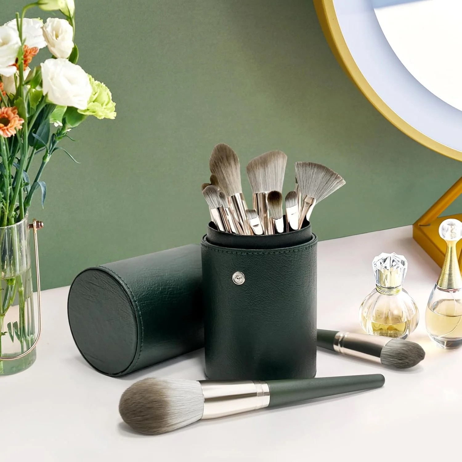 ست برس آرایشی 14 تکه با کیف نگهداری - برس های هایپوآلرژیک با الیاف مصنوعی برای کرم پودر/رژگونه/سایه چشم مناسب پوست های حساس، سازمان دهنده ضد گرد و غبار مناسب مسافرت ست برس آرایشی 14 تکه با کیف نگهداری - برس های هایپوآلرژیک با الیاف مصنوعی برای کرم پودر/رژگونه/سایه چشم مناسب پوست های حساس، سازمان دهنده ضد گرد و غبار مناسب مسافرت