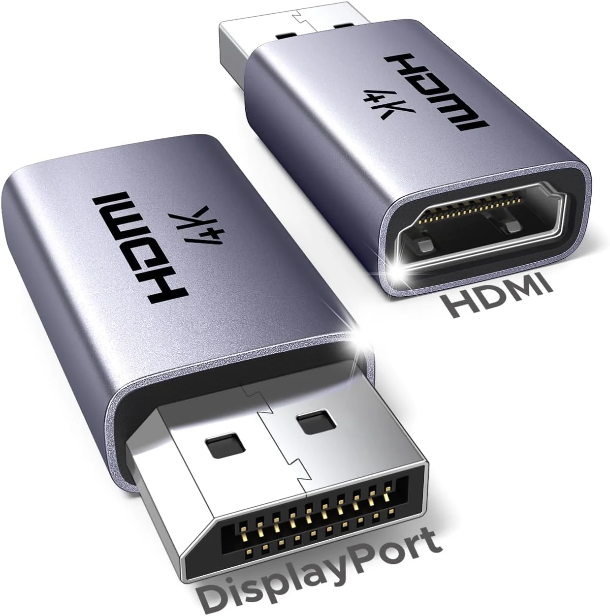 تبدیل DisplayPort به HDMI یوگرین 4K، بسته 2 عددی، مبدل یک طرفه Display Port به HDMI آلومینیومی 4K@30Hz/2K@60Hz سازگار با Dell، Lenovo، HP، HDTV، AMD، NVIDIA و غیره