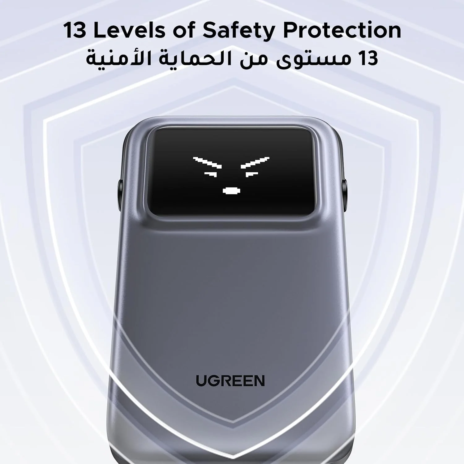 پاوربانک UGREEN Uno با کابل USB-C داخلی، شارژر قابل حمل 10000 میلی آمپر ساعتی PD 30W، بسته باتری با شارژ سریع، خروجی 3 طرفه با صفحه نمایش TFT برای سری iPhone 17-8/Galaxy S21-25/iPad Pro، AirPods و غیره