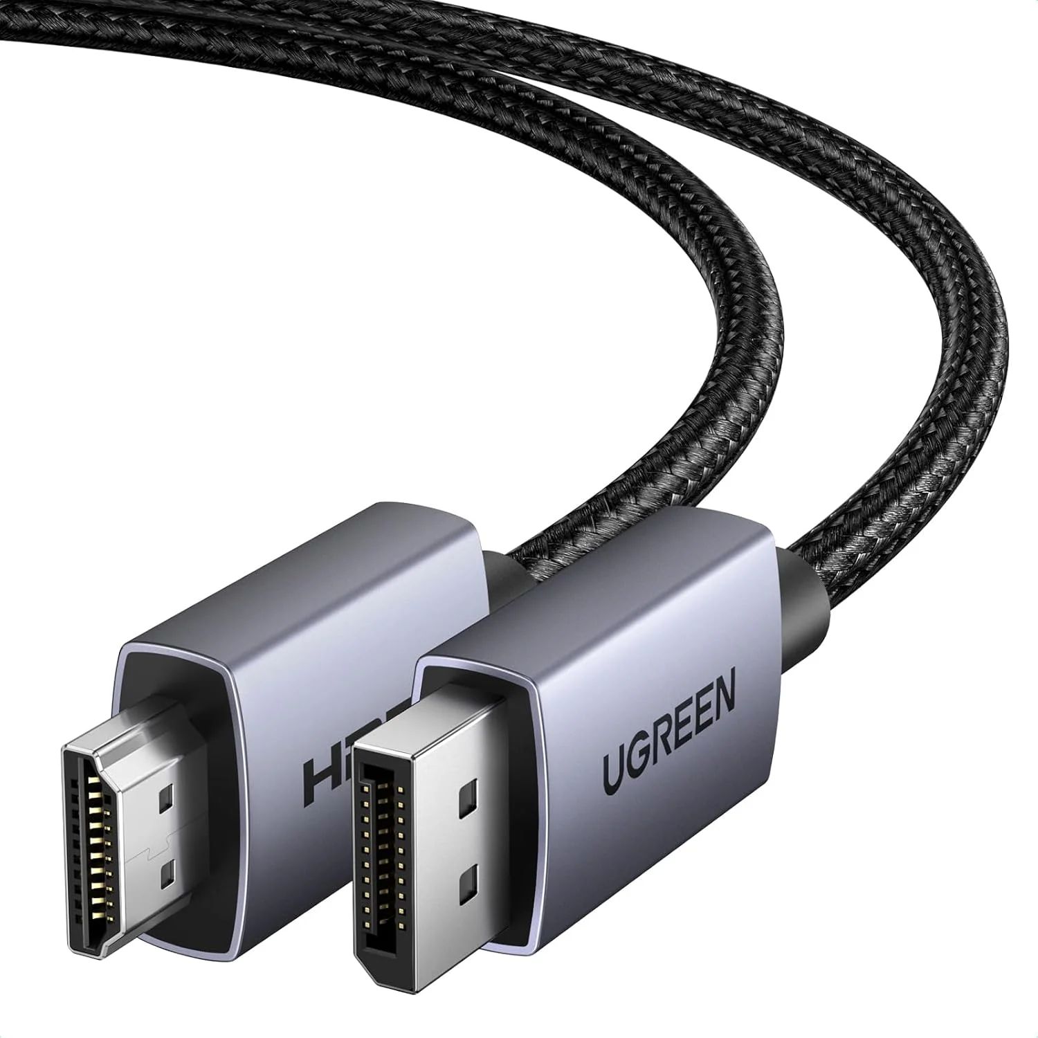 UGREEN 4K DisplayPort to HDMI Cable 1M, Supports 4K@30Hz, 2K@60Hz, 1080p@240Hz, Active DP to HDMI Braided Cable, Compatible for Graphics/SAMSUNG/Desktop/PC/EPSON/Sony