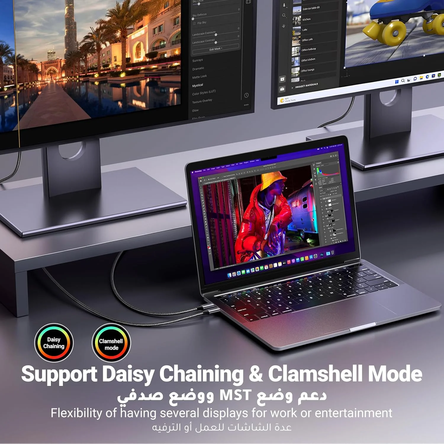 کابل یوگرین USB C به DisplayPort 8K طول 1 متر، کابل Type C Thunderbolt 3/4 به DP با رزولوشن 8K@60HZ، 4K@240HZ/144HZ/120HZ، 2K@360HZ، برای سری iPhone 17/16، Macbook Pro/Air، Galaxy S23/23+، iPad Pro/Air/Mini، Dell XPS کابل یوگرین USB C به DisplayPort 8K طول 1 متر، کابل Type C Thunderbolt 3/4 به DP با رزولوشن 8K@60HZ، 4K@240HZ/144HZ/120HZ، 2K@360HZ، برای سری iPhone 17/16، Macbook Pro/Air، Galaxy S23/23+، iPad Pro/Air/Mini، Dell XPS