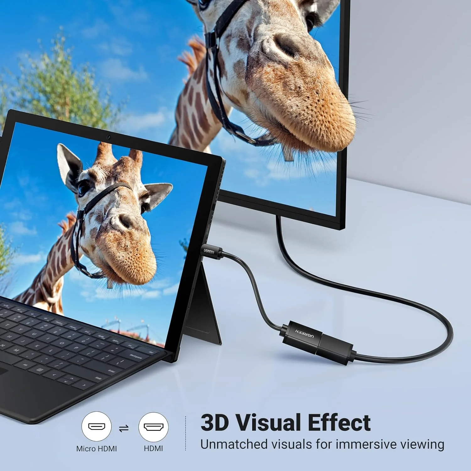 کابل میکرو HDMI به HDMI یوگرین، آداپتور میکرو HDMI نر به مادگی، پشتیبانی از 4K@60Hz، 3D، اترنت، بازگشت صدا، سازگار با GoPro Hero 6، GoPro Hero 5، تلفن های هوشمند، تبلت ها، دوربین ها و غیره، 7 اینچ کابل میکرو HDMI به HDMI یوگرین، آداپتور میکرو HDMI نر به مادگی، پشتیبانی از 4K@60Hz، 3D، اترنت، بازگشت صدا، سازگار با GoPro Hero 6، GoPro Hero 5، تلفن های هوشمند، تبلت ها، دوربین ها و غیره، 7 اینچ