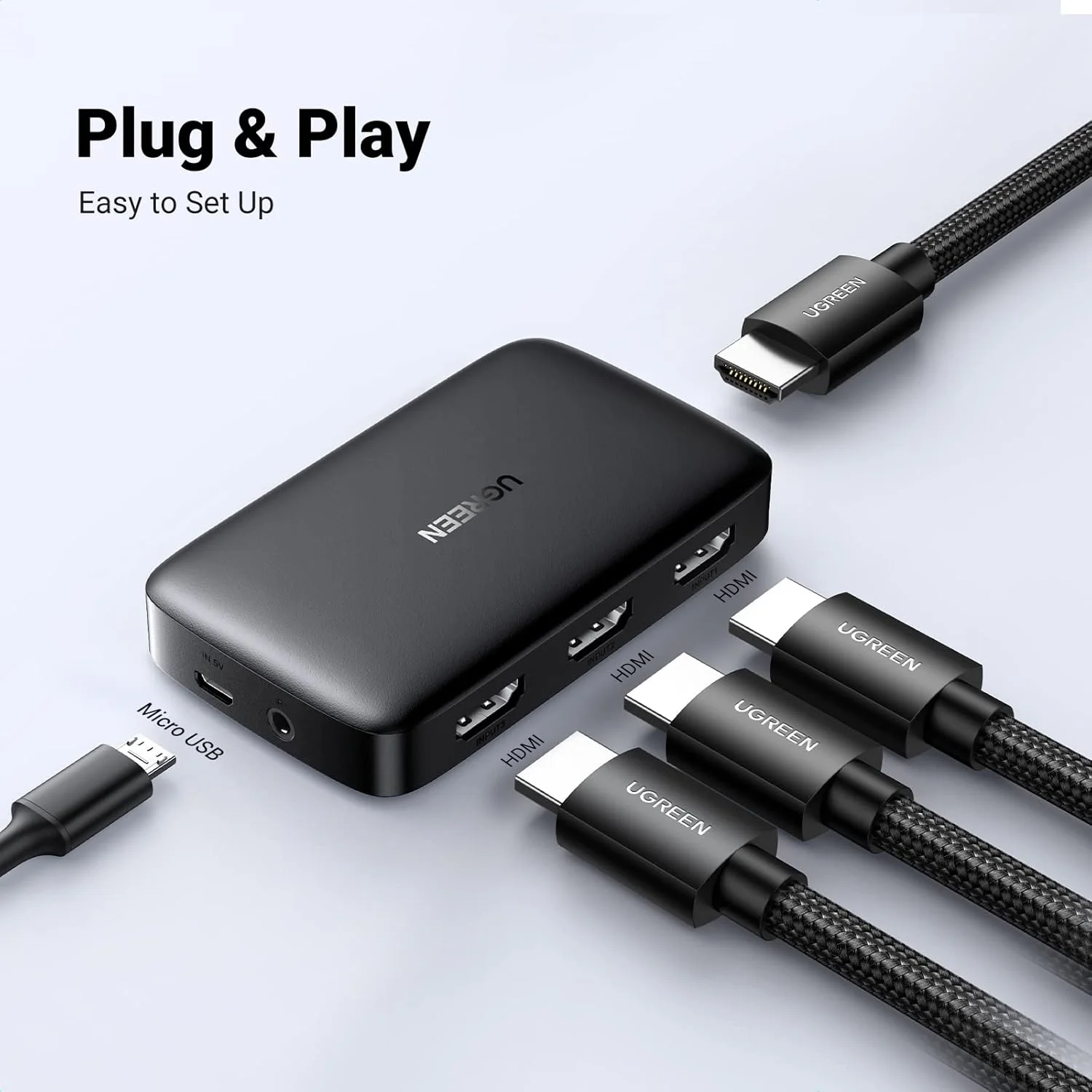 سوییچ HDMI یوگرین 4K 30Hz، سوئیچر 3 ورودی 1 خروجی، اسپلیتر HDMI با قابلیت سوییچ آسان، پشتیبانی از 4K، HDR، 3D، HDCP سازگار با تی وی باکس، PS5، PS4، لپ تاپ، کامپیوتر، پروژکتور HDTV، مانیتور و غیره سوییچ HDMI یوگرین 4K 30Hz، سوئیچر 3 ورودی 1 خروجی، اسپلیتر HDMI با قابلیت سوییچ آسان، پشتیبانی از 4K، HDR، 3D، HDCP سازگار با تی وی باکس، PS5، PS4، لپ تاپ، کامپیوتر، پروژکتور HDTV، مانیتور و غیره