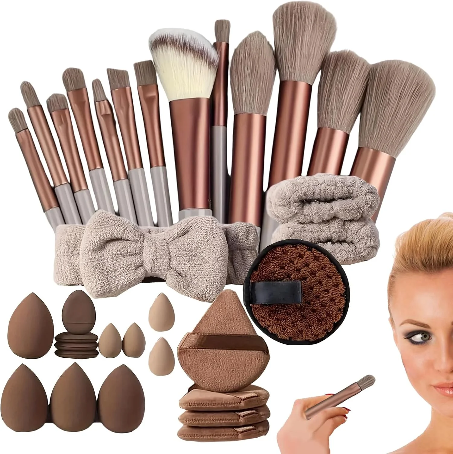 Makeup Brush Set - Travel Beauty Makeup Kit - Soft Tool Kit Portable Cosmetic Travel Set for Beginner Artist Family Friends Girlfriend Wife Girl