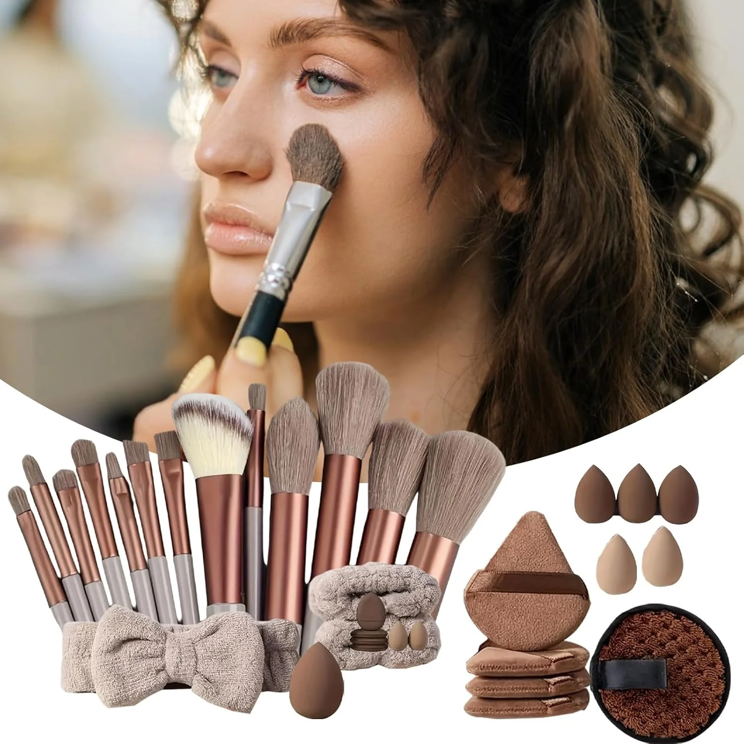 Makeup Brush Set - Travel Beauty Makeup Kit - Soft Tool Kit Portable Cosmetic Travel Set for Beginner Artist Family Friends Girlfriend Wife Girl