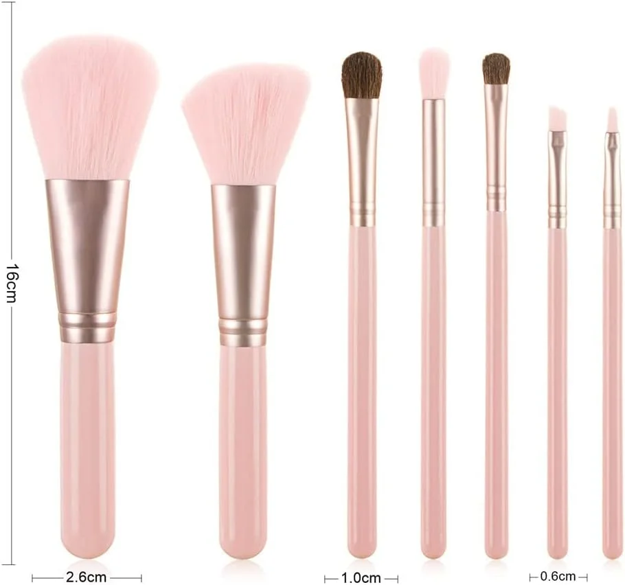 ست برس آرایشی با جعبه، شامل برس سایه چشم، ابرو، پودر و کرم پودر، کیت لوازم آرایشی (رنگ: B)