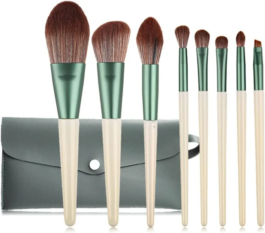 ست برس آرایشی - 8 عدد برس شامل برس کرم پودر، رژگونه، پودر و قلم موی آرایشی