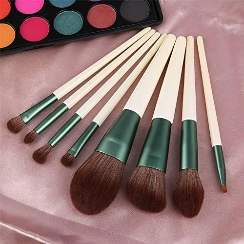 ست برس آرایشی - 8 عدد برس شامل برس کرم پودر، رژگونه، پودر و قلم موی آرایشی