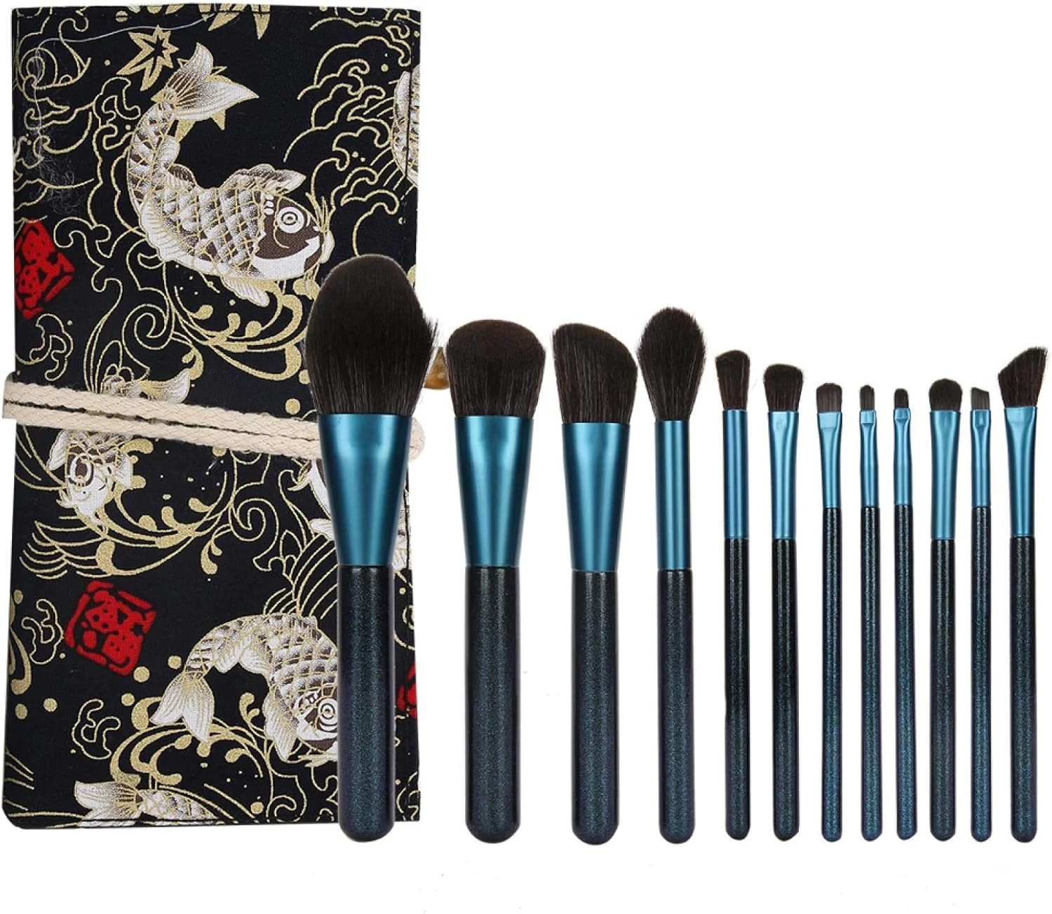 ست برس آرایشی، برس رژگونه، برس پودر، ابزار برس های آرایشی با کیف نگهداری