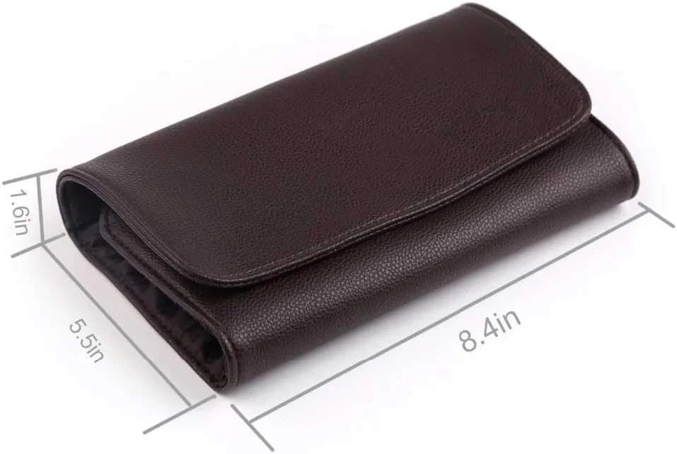 ست برس آرایشی 15 عددی چوب گردو، شامل برس های کرم پودر، ابزار آرایشی، برس ابرو، خط چشم، سایه چشم، کانسیلر به همراه کیف لوازم آرایشی