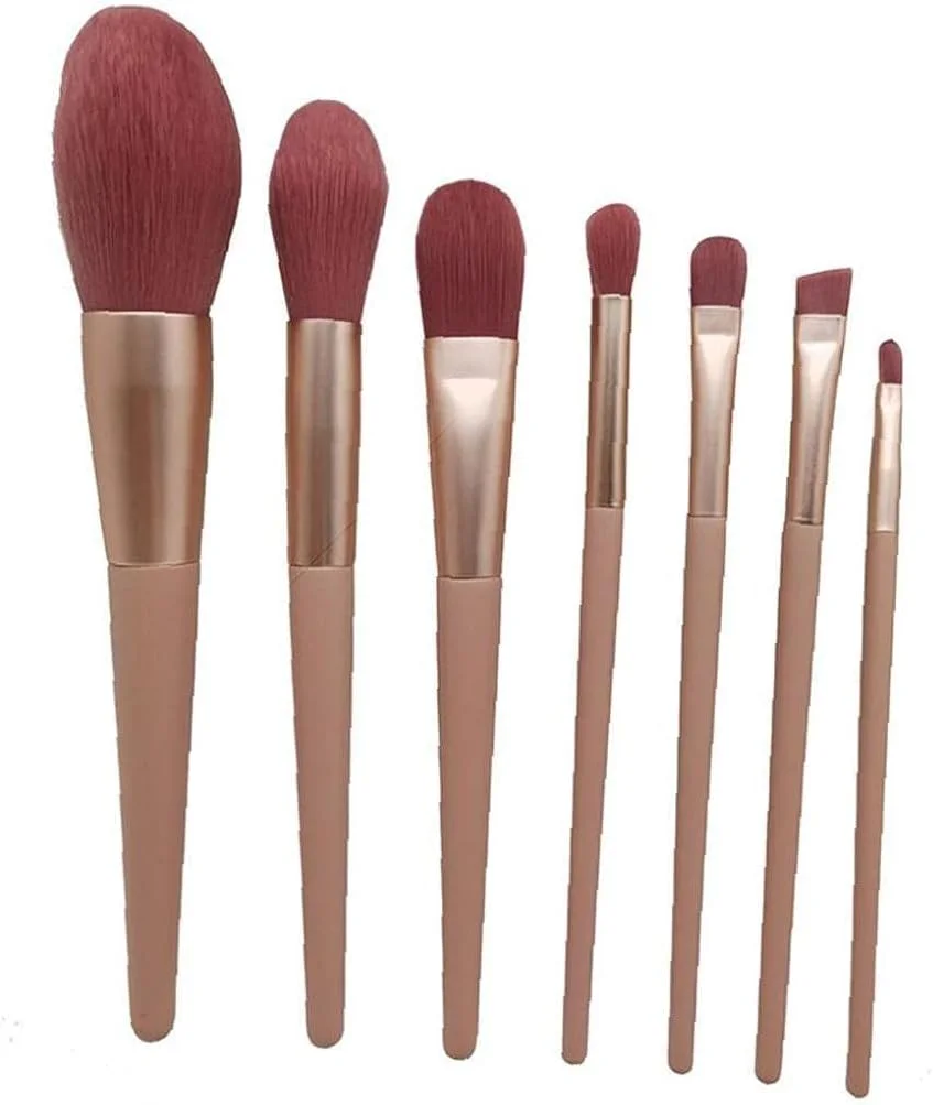 ست برس آرایشی شامل برس پودر صورت، رژگونه، سایه چشم، هایلایتر و ابزار آرایشی، 7 تکه، ابزار آرایش