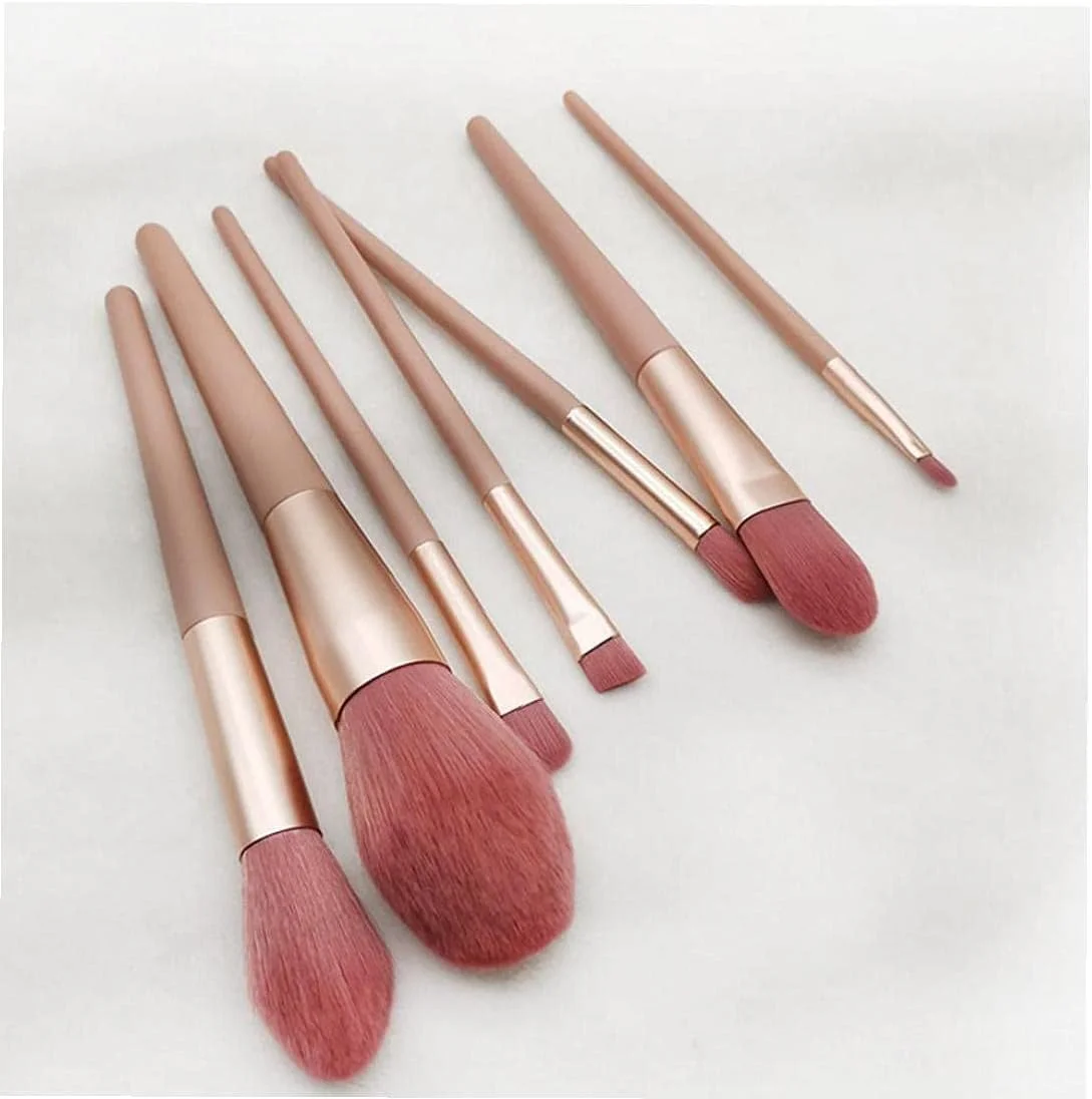 ست برس آرایشی شامل برس پودر صورت، رژگونه، سایه چشم، هایلایتر و ابزار آرایشی، 7 تکه، ابزار آرایش