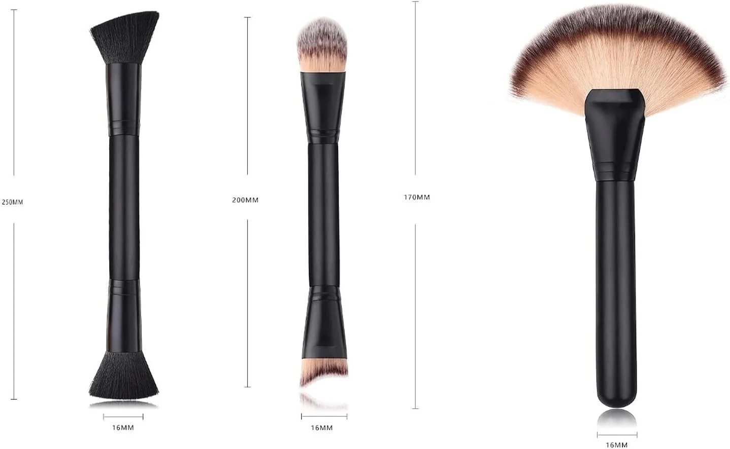 ست برس آرایشی 3 عددی، مجموعه برس های پخش کننده آرایش، برس پودر، کرم پودر، سایه چشم، ابزار ترکیبی و تقویتی ست برس آرایشی 3 عددی، مجموعه برس های پخش کننده آرایش، برس پودر، کرم پودر، سایه چشم، ابزار ترکیبی و تقویتی