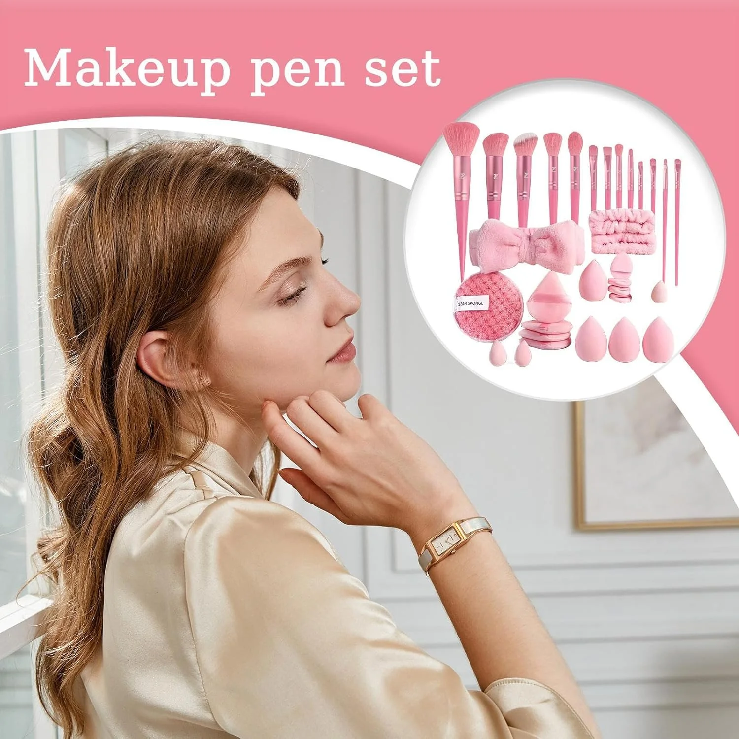 ست برس آرایشی زنانه، کیت آرایش برس سایه چشم و کرم پودر - ابزار کانسیلر سایه چشم با موهای نرم قابل حمل برای مبتدیان و حرفه ای ها