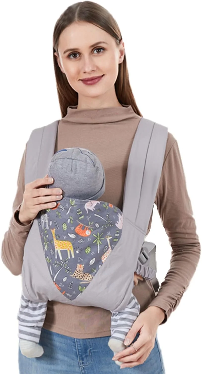 آغوشی نوزاد، آغوشی نوزاد از بدو تولد تا نوپا، نگهدارنده راحت و سبک نوزاد، آغوشی قابل تنظیم برای نوزادان دختر و پسر 3 تا 20 کیلوگرم، جلو عقب تمام حالات، هدیه سیسمونی - خاکستری