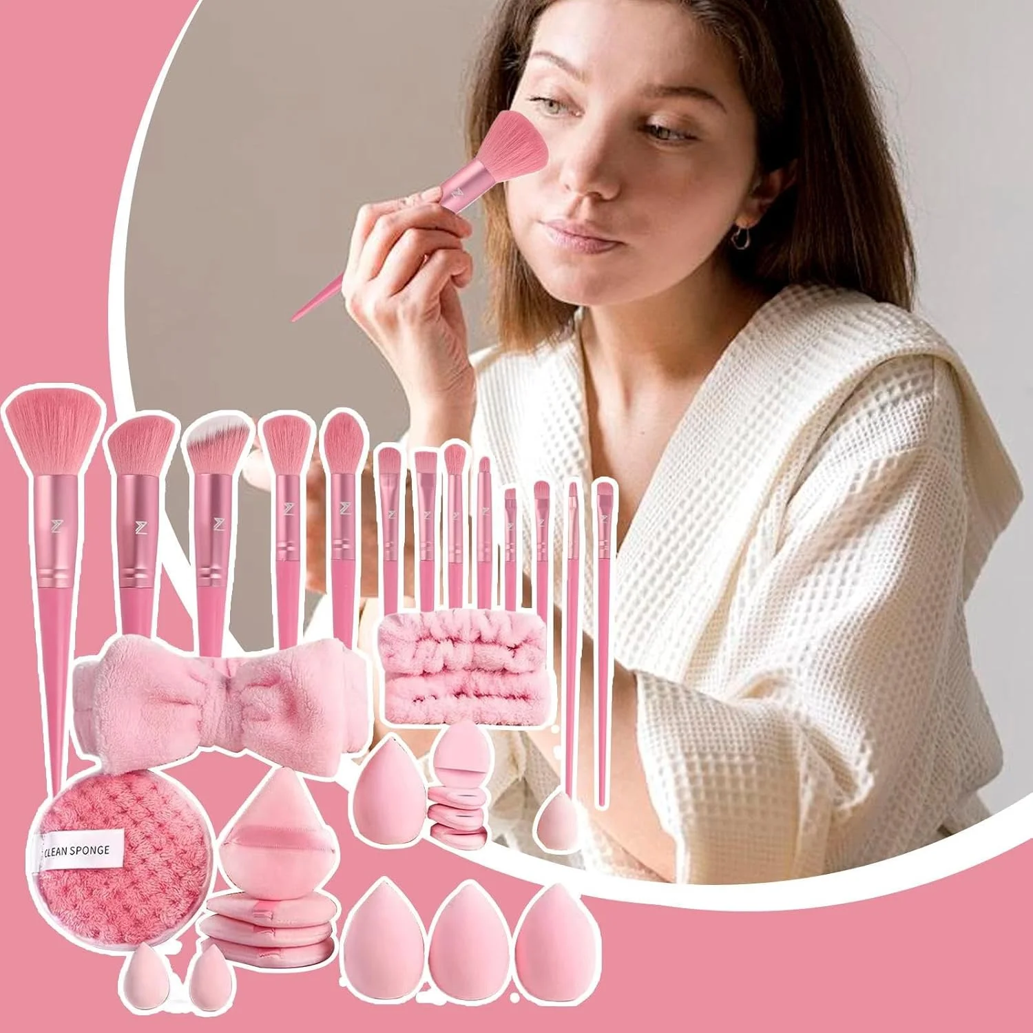 ست برس آرایشی، ست برس سایه چشم و رژگونه مسافرتی - موهای نرم، ابزارهای آرایشی قابل حمل برای زنان، دختران، کرم پودر، کانسیلر، حرفه ای ها و مبتدیان