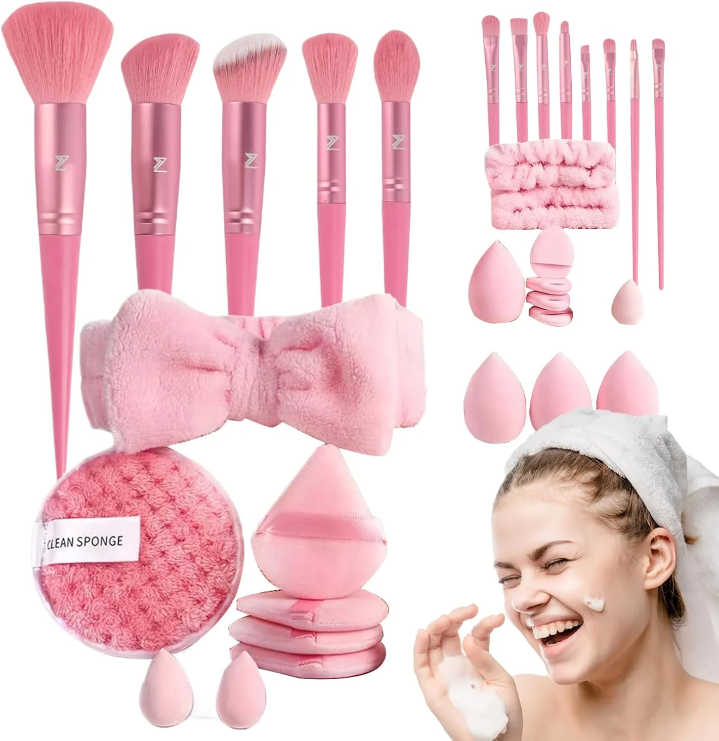 ست برس آرایشی - کیت لوازم جانبی آرایش برس، لوازم آرایشی موهای نرم ابزار آرایش برای سایه چشم کانسیلرها زنان دختران مبتدیان حرفه ای