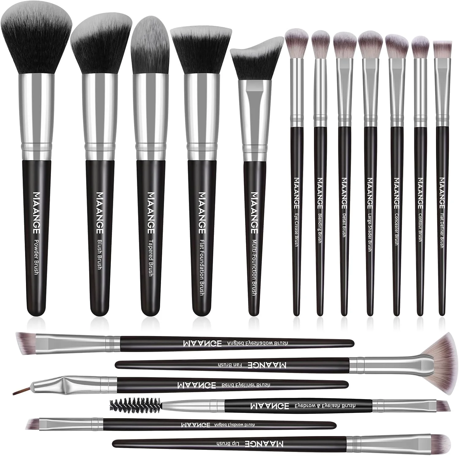 ست برس آرایشی 18 تکه MAANGE، برس های آرایشی مصنوعی ممتاز، برس حرفه ای پودر صورت، رژگونه، سایه چشم نوک تیز، کیت برس ترکیبی (ZM-MAG51443HY-CA) ست برس آرایشی 18 تکه MAANGE، برس های آرایشی مصنوعی ممتاز، برس حرفه ای پودر صورت، رژگونه، سایه چشم نوک تیز، کیت برس ترکیبی (ZM-MAG51443HY-CA)