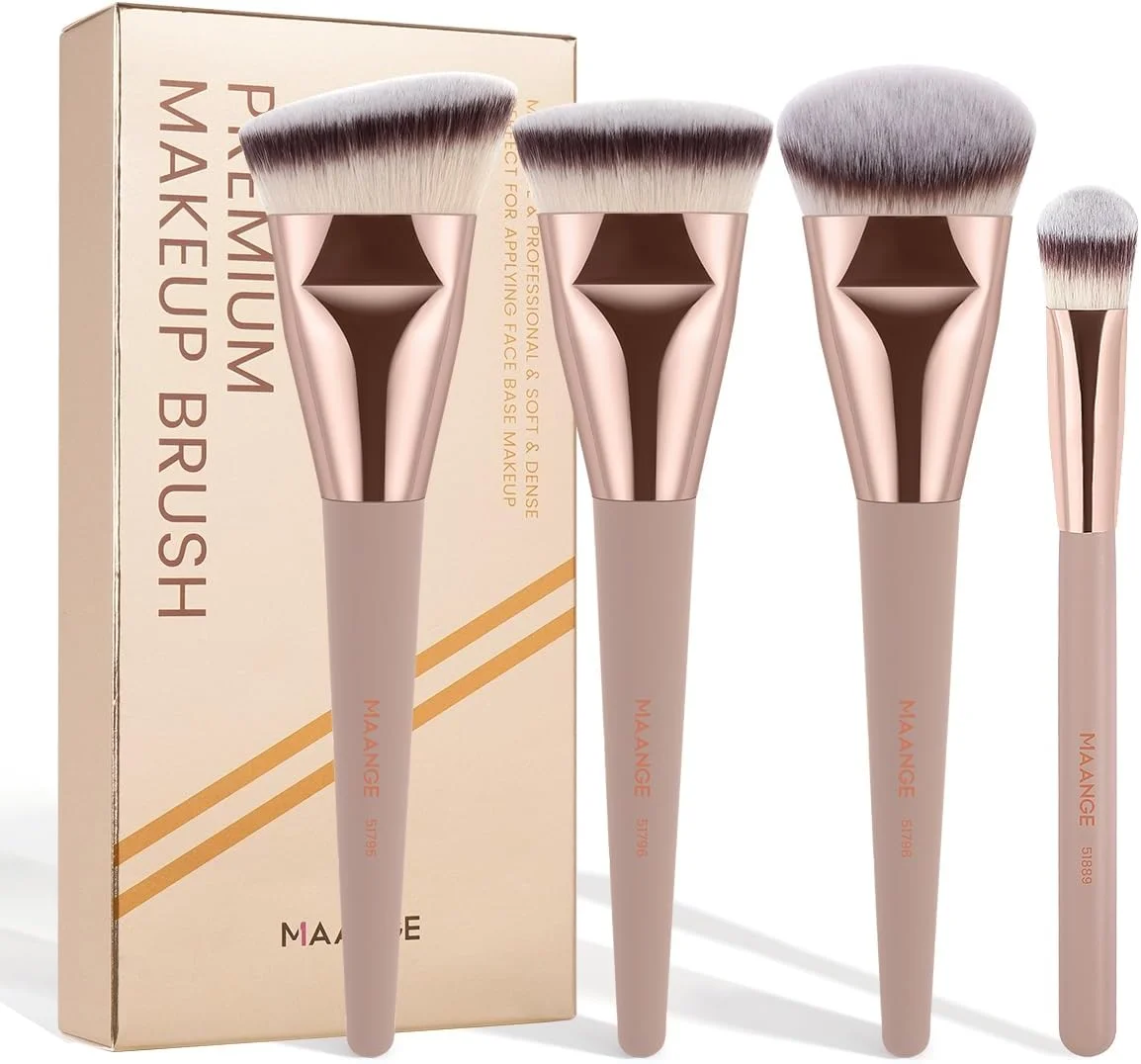 ست برس آرایشی 4 عددی MAANGE، برس های آرایشی برای کرم پودر، کانسیلر، کانتور، ترکیب مایع، برس آرایشی کابوکی صورت، صورتی رژگونه ست برس آرایشی 4 عددی MAANGE، برس های آرایشی برای کرم پودر، کانسیلر، کانتور، ترکیب مایع، برس آرایشی کابوکی صورت، صورتی رژگونه