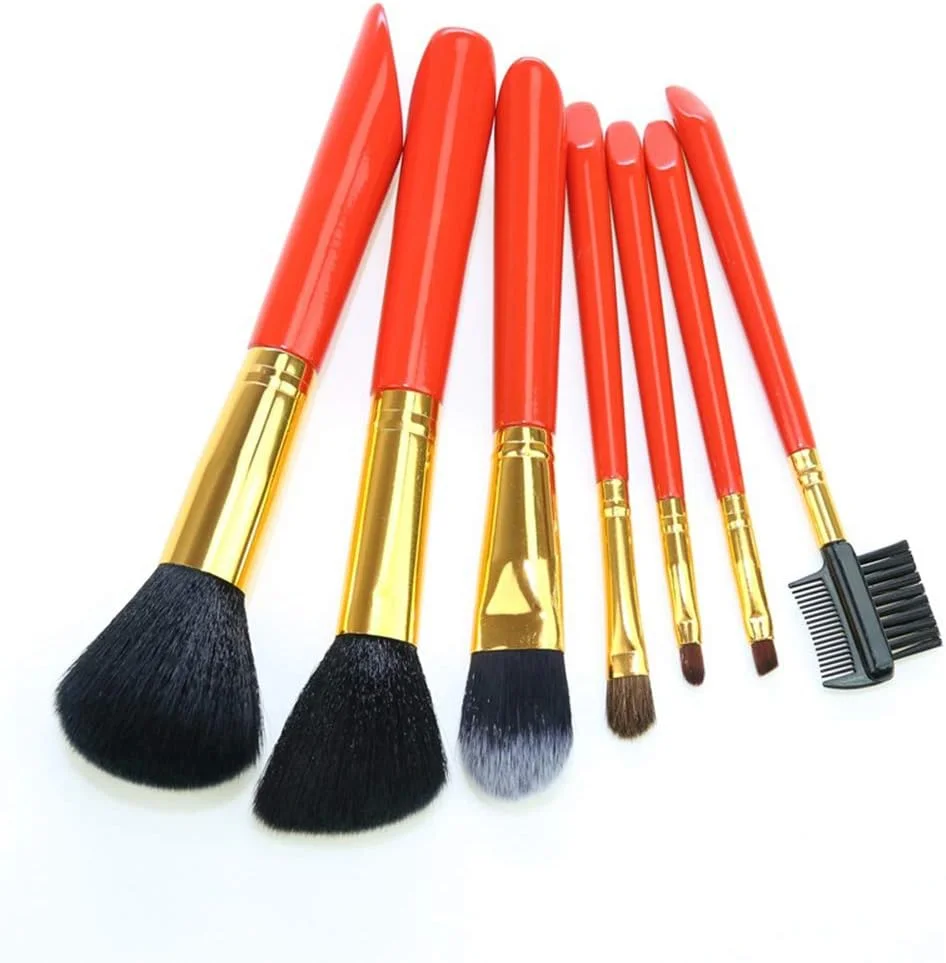 LZFuiop 7 Makeup Tool Brush Set, Suitable for Loose Powder Foundation Eye Shadow Eyebrow Eyelashes, Suitable for Makeup Beginners, Soft and Not Easy To Deform