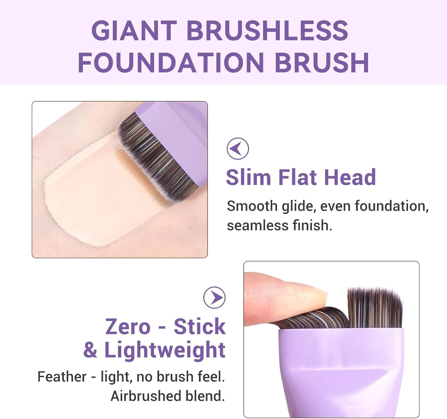 ست برس آرایشی MAANGE، ابزارهای برس آرایشی حرفه ای صورت با برس های فونداسیون تخت فوق العاده نازک/پالت/اسفنج برای فونداسیون مایع، ترکیب، کرم، کانسیلر (بنفش)