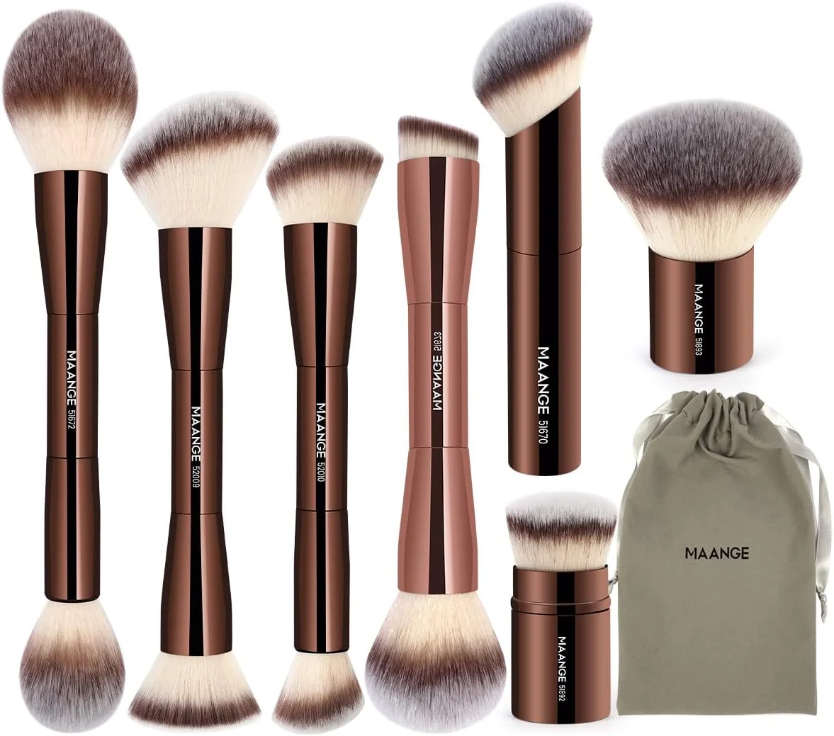 ست برس آرایشی 7 تکه MAANGE، برس های آرایشی دو طرفه کابوکی، برس کانتور برای کرم پودر، پودر مایع، کانسیلر، لوازم آرایشی کرمی، برنزر، ترکیب رژگونه، ابزارهای آرایشی با پرداخت یکنواخت (قهوه ای) ست برس آرایشی 7 تکه MAANGE، برس های آرایشی دو طرفه کابوکی، برس کانتور برای کرم پودر، پودر مایع، کانسیلر، لوازم آرایشی کرمی، برنزر، ترکیب رژگونه، ابزارهای آرایشی با پرداخت یکنواخت (قهوه ای)