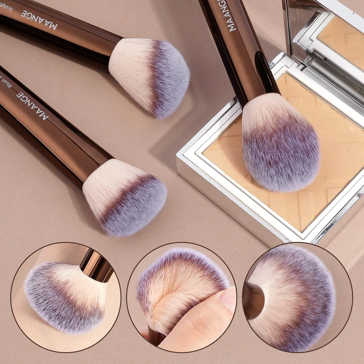 ست برس آرایشی 7 تکه MAANGE، برس های آرایشی دو طرفه کابوکی، برس کانتور برای کرم پودر، پودر مایع، کانسیلر، لوازم آرایشی کرمی، برنزر، ترکیب رژگونه، ابزارهای آرایشی با پرداخت یکنواخت (قهوه ای)