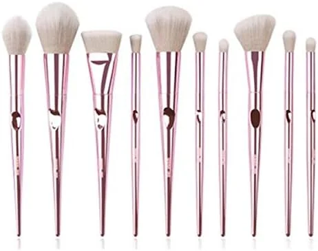 ست برس آرایشی 10 عددی موی مصنوعی MAANGE، شامل برس کرم پودر، رژگونه، هایلایتر، کانتور، خط چشم، سایه چشم، برس ترکیبی، ست کامل برس چشم به همراه کیف