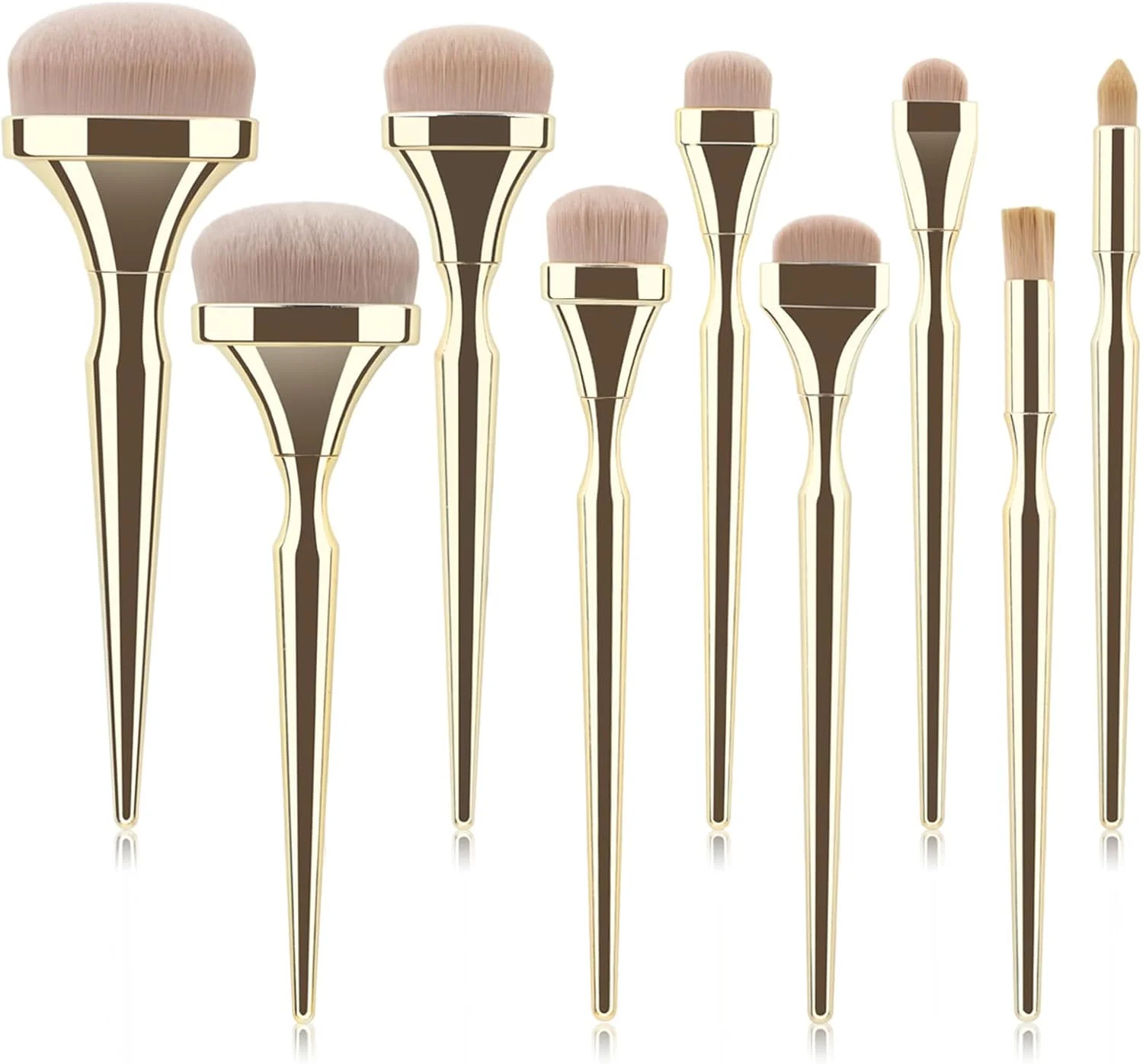 ست برس آرایشی لوکس 9 تکه، ابزار آرایشی حرفه ای، برس های مسافرتی برای زیبایی بی نقص، برس سایه چشم