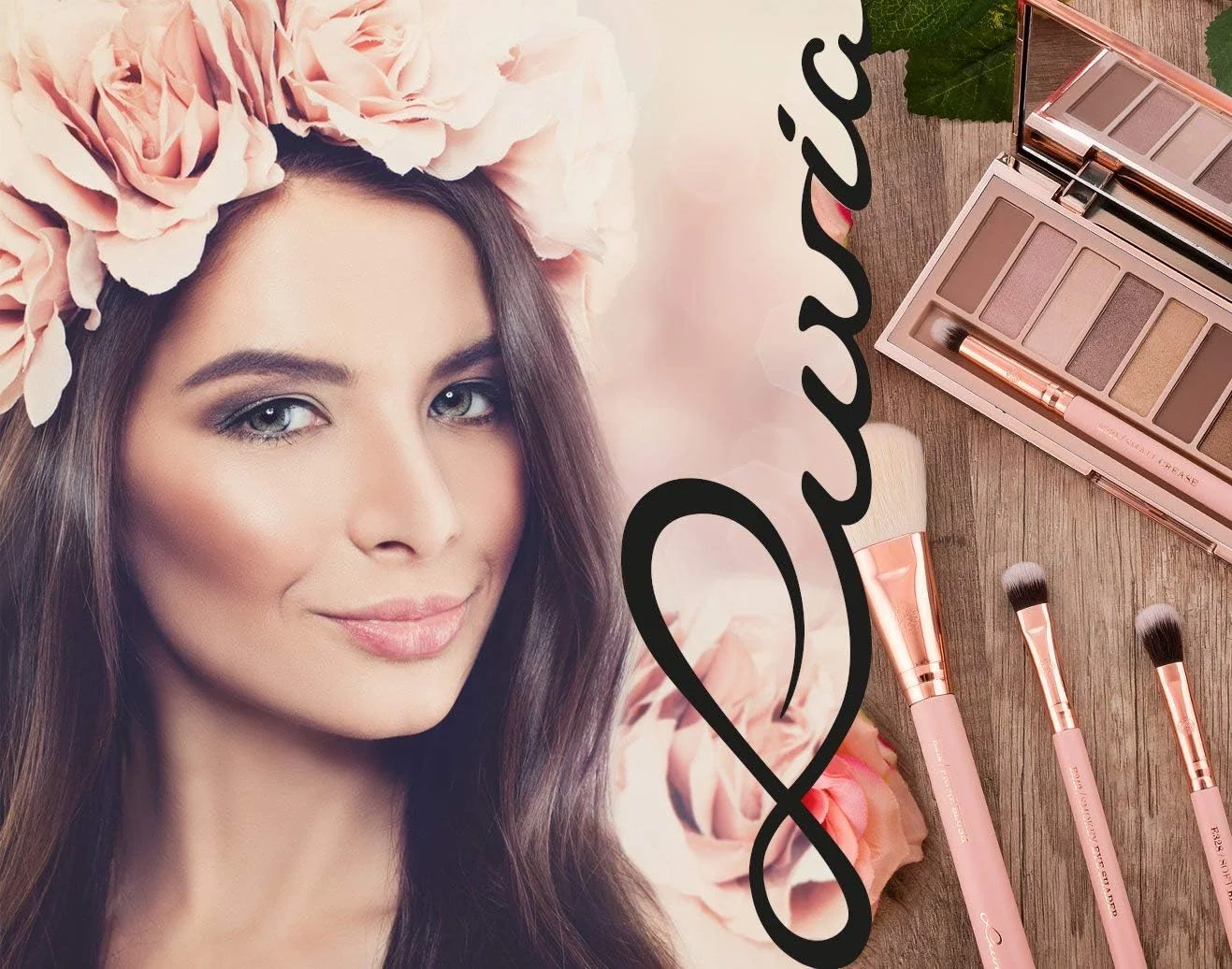 ست براش آرایشی Luvia به همراه کیف لوازم آرایشی - ست براش آرایشی رز گلدن وینتیج - 14 براش آرایشی/براش آرایشی حرفه ای در رنگ های نود/رز گلد - ایده هدیه - وگان